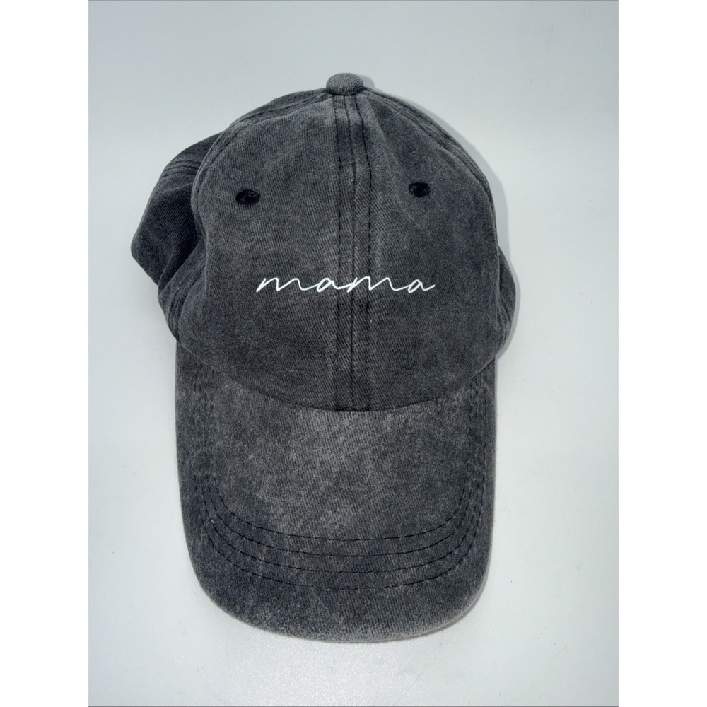 Womens Mama Adjustable Distressed Hat - Gray 100% Cotton